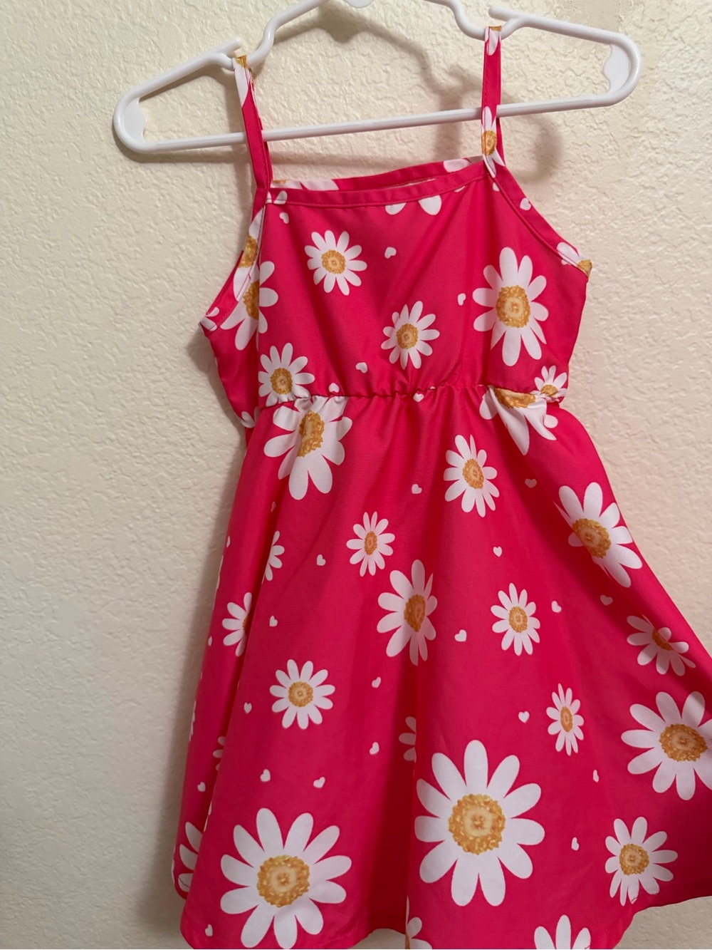 SHEIN Hot Pink Daisy Print Sundress for Girls